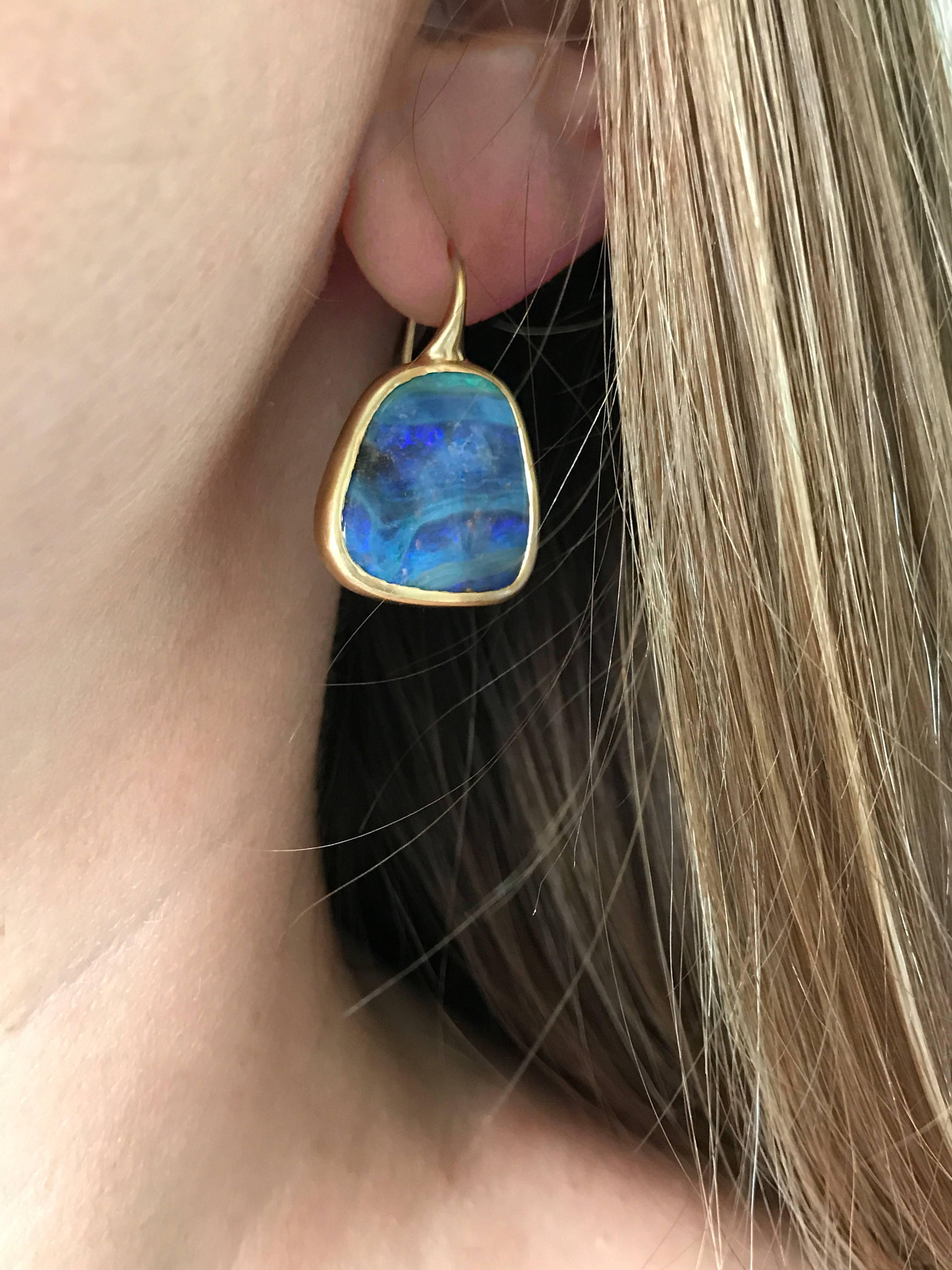 Dalben Australian Boulder Opal Yellow Gold Earrings 2