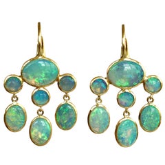 Dalben Australian Opal Yellow Gold Dangle Earrings