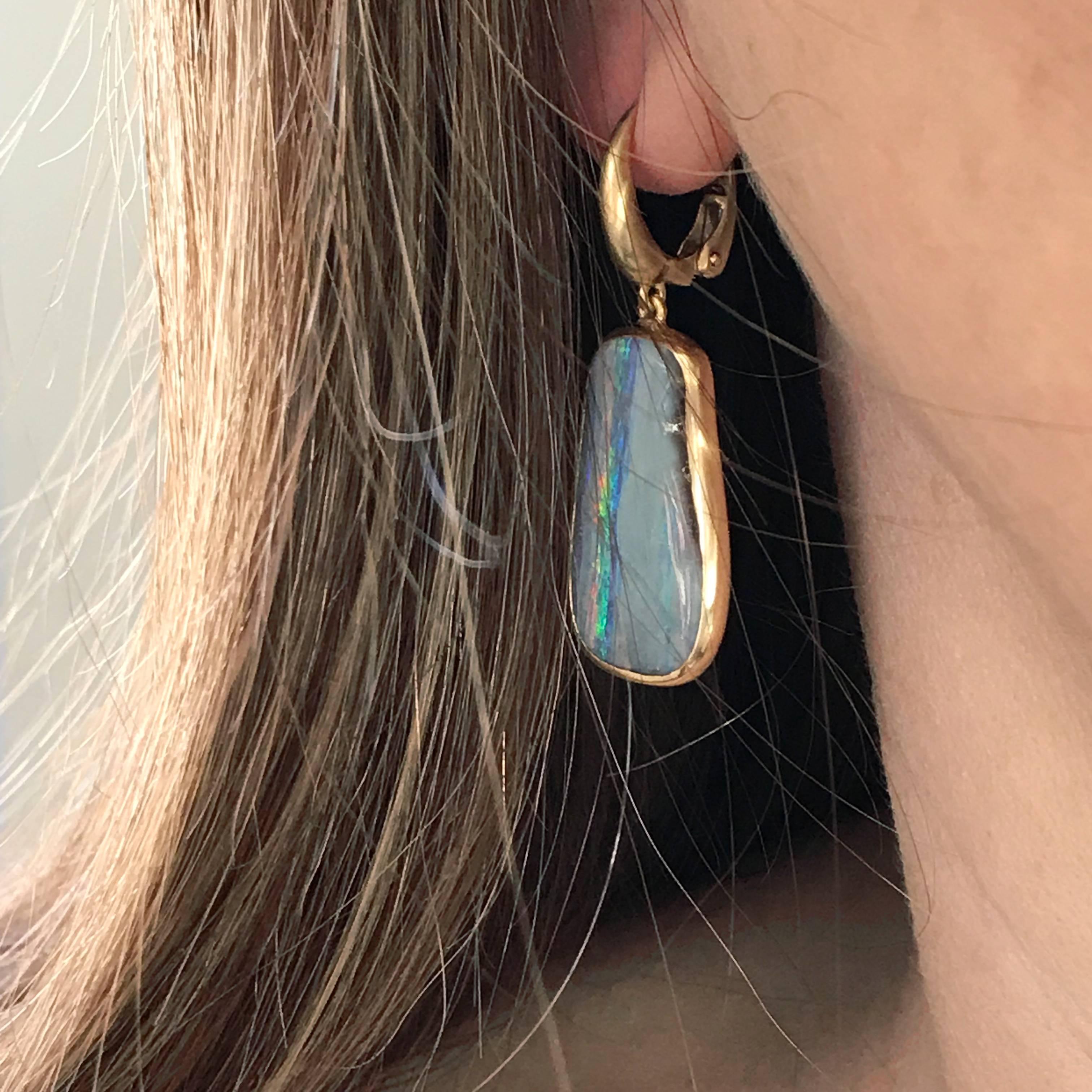 Women's Dalben Australian Boulder Opal Yellow Gold Dangle Earrings