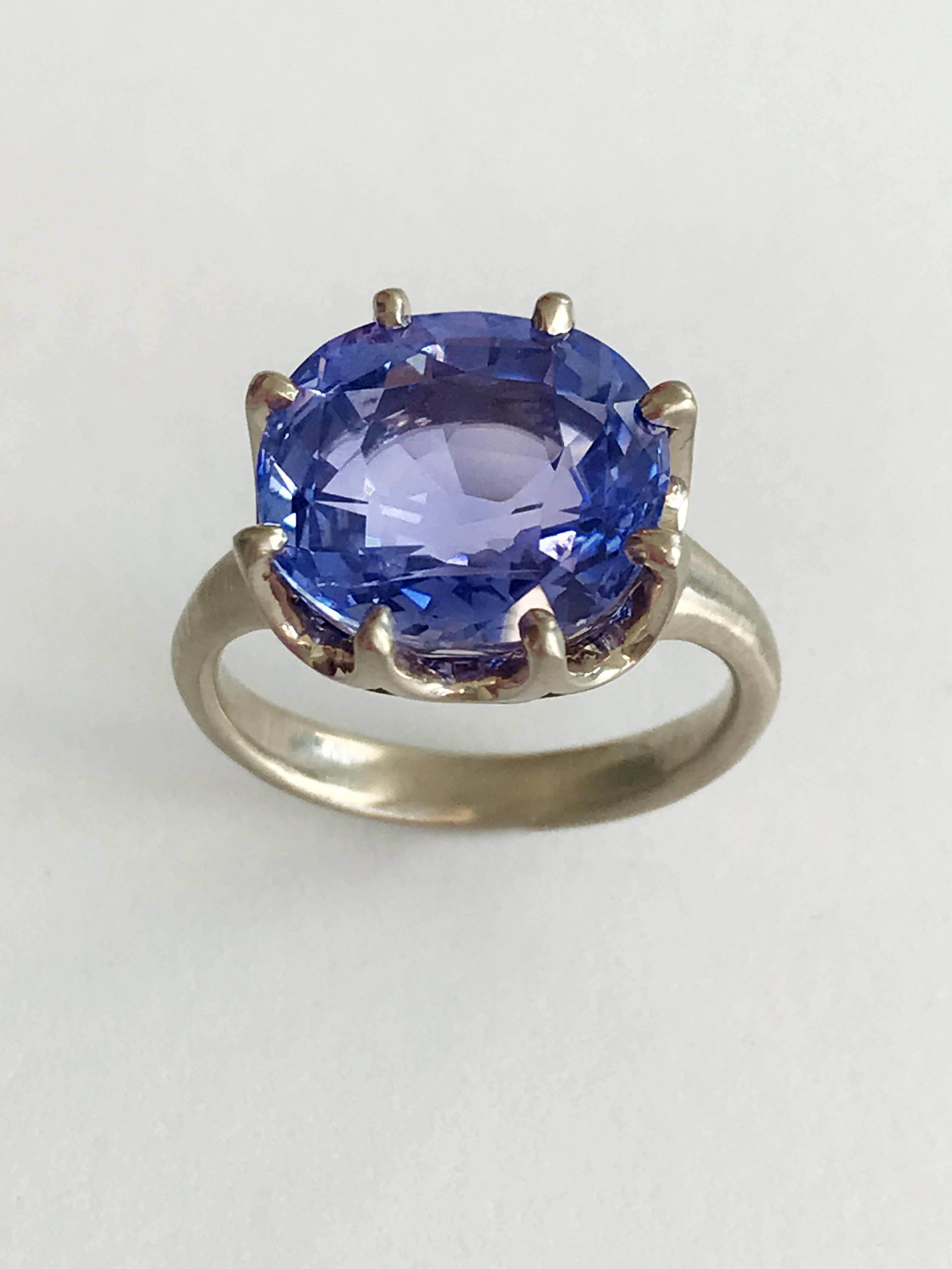 Dalben Natural Certified No Heat 9.37 Carat Ceylon Blue Sapphire Gold Ring In New Condition In Como, IT