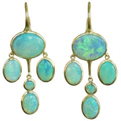 Dalben Australian Opal Yellow Gold Drop Earrings