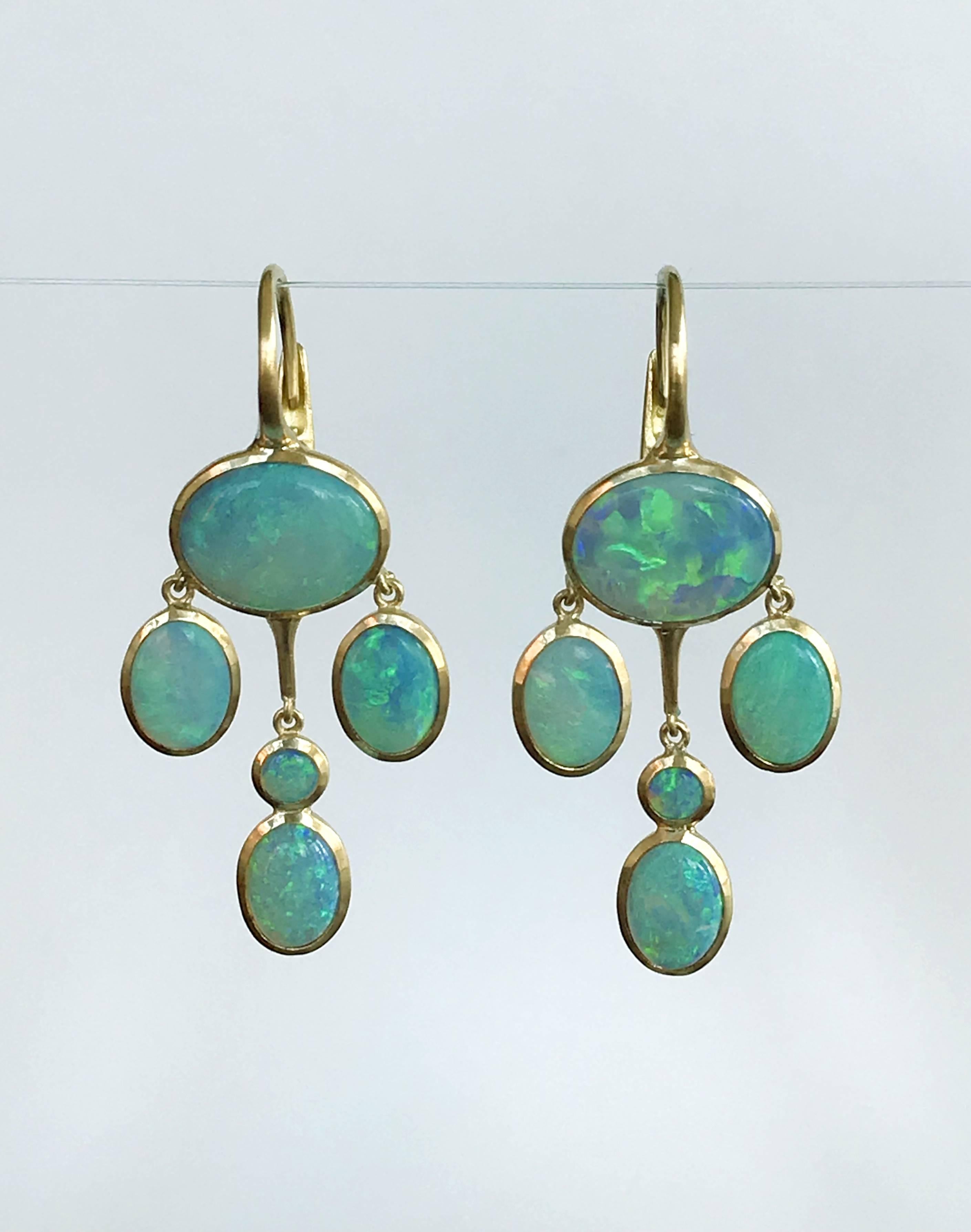 Women's Dalben Australian Opal Yellow Gold Drop Earrings