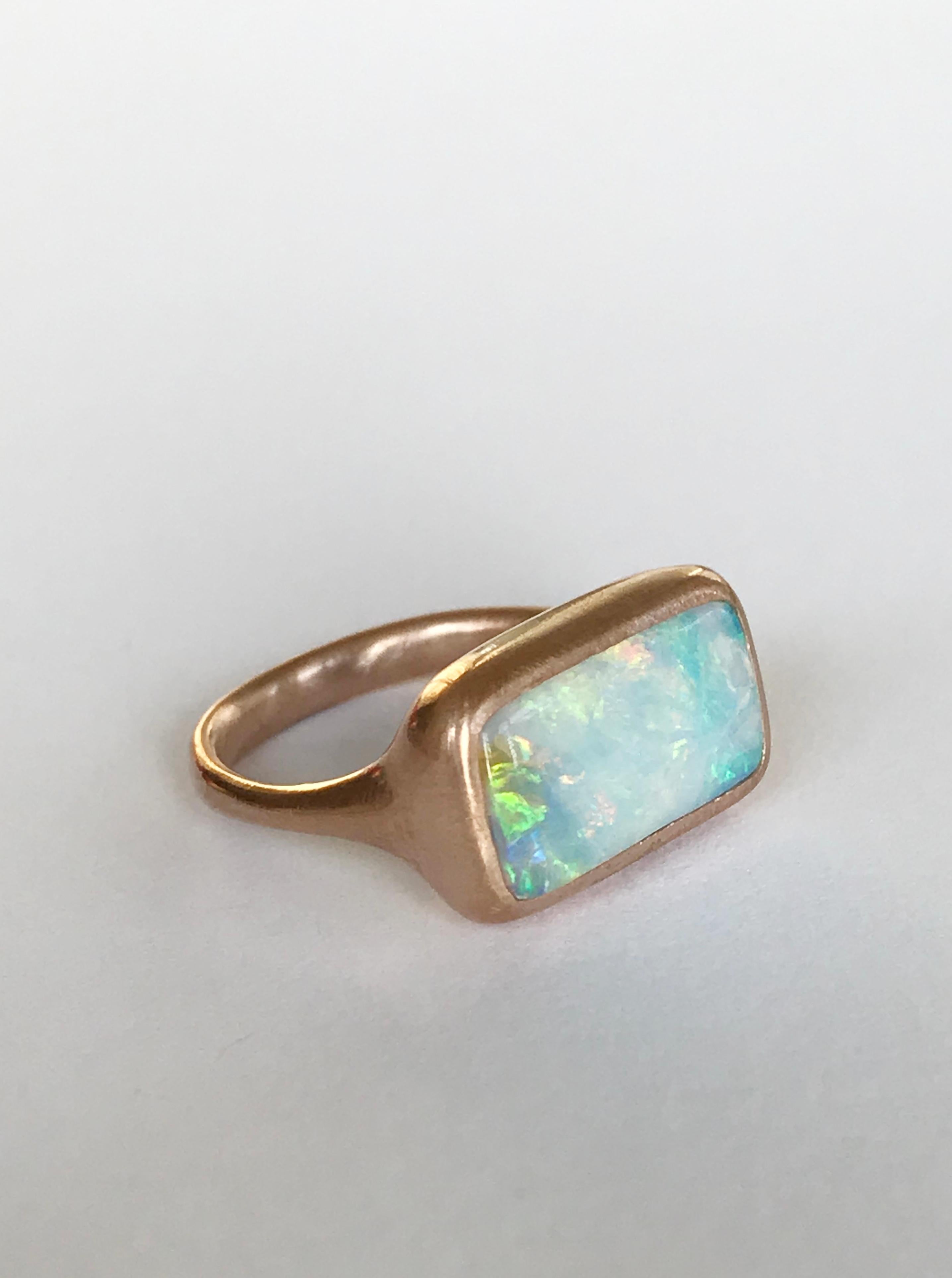 Dalben Rectangular Australian Boulder Opal Rose Gold Ring 1