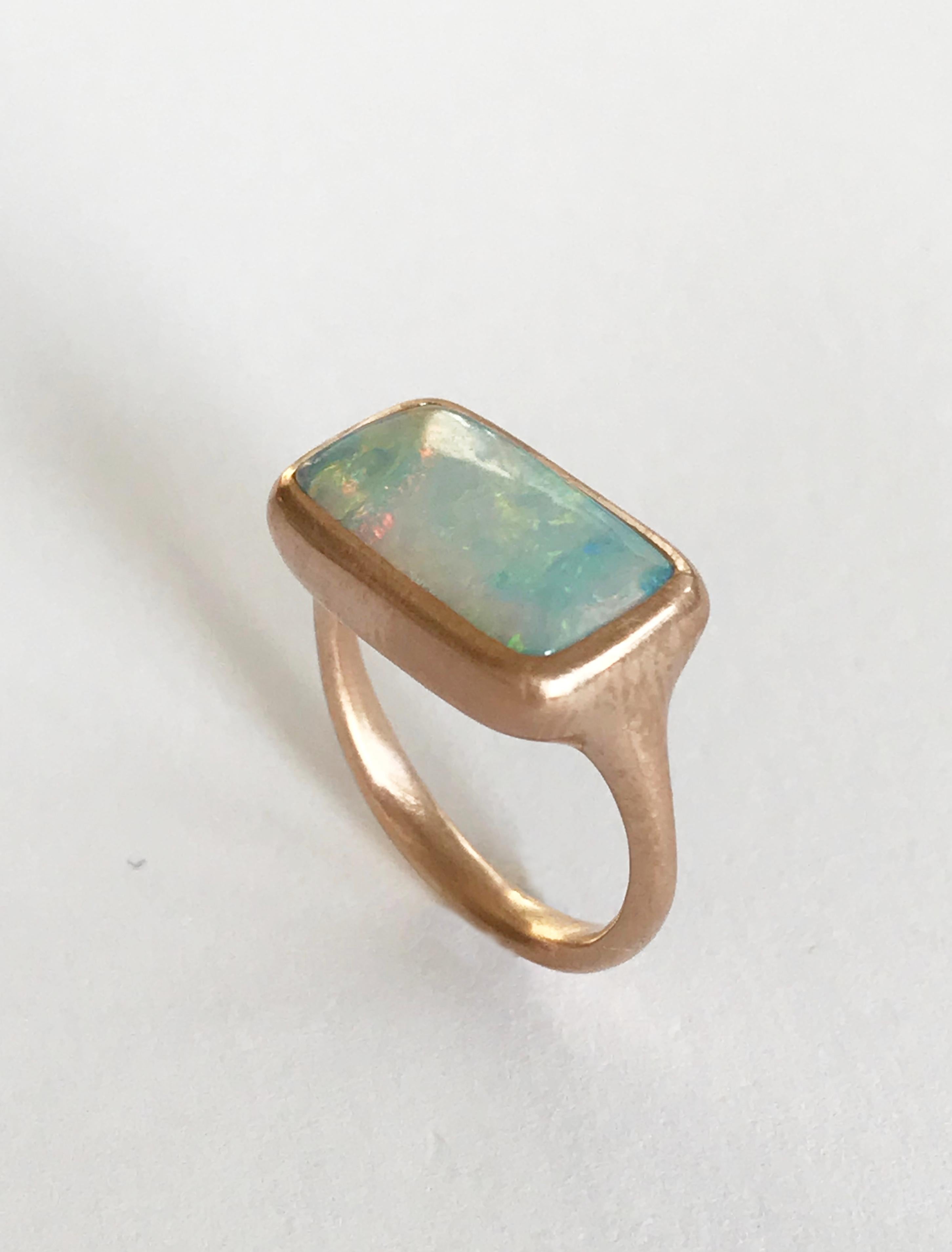 Women's Dalben Rectangular Australian Boulder Opal Rose Gold Ring