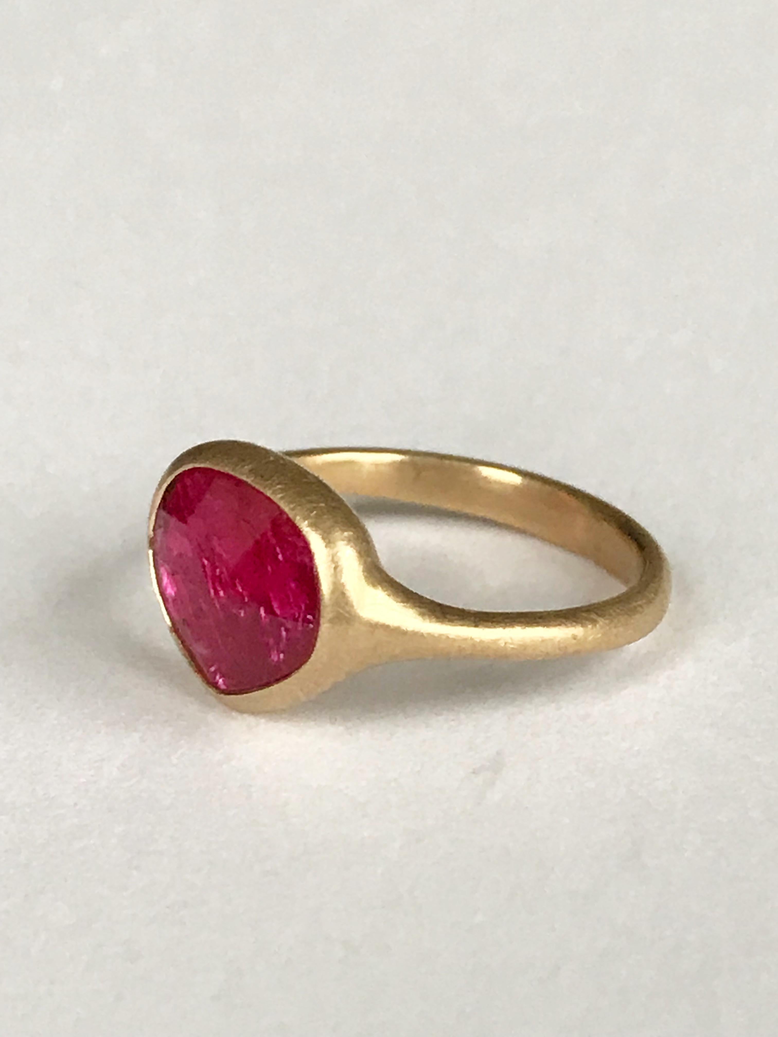 Dalben Drop Shape Rose Cut Slice Ruby Yellow Gold Ring In New Condition In Como, IT