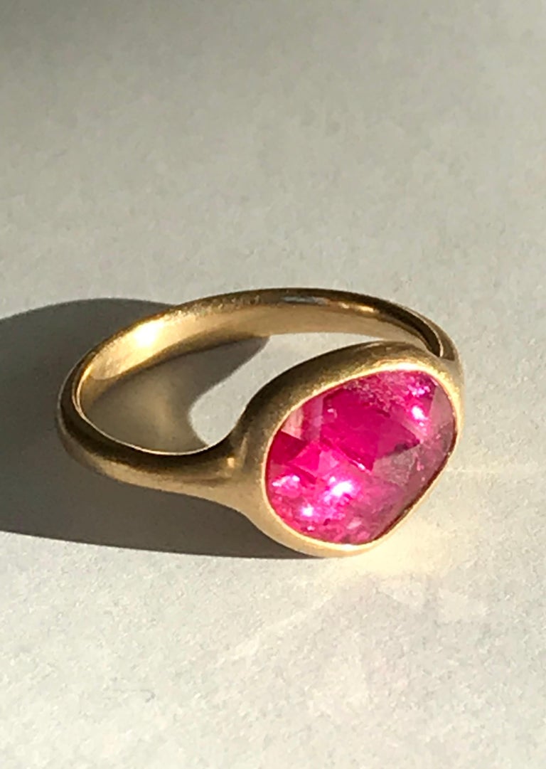 Dalben Drop Shape Rose Cut Slice Ruby Yellow Gold Ring For Sale at 1stDibs
