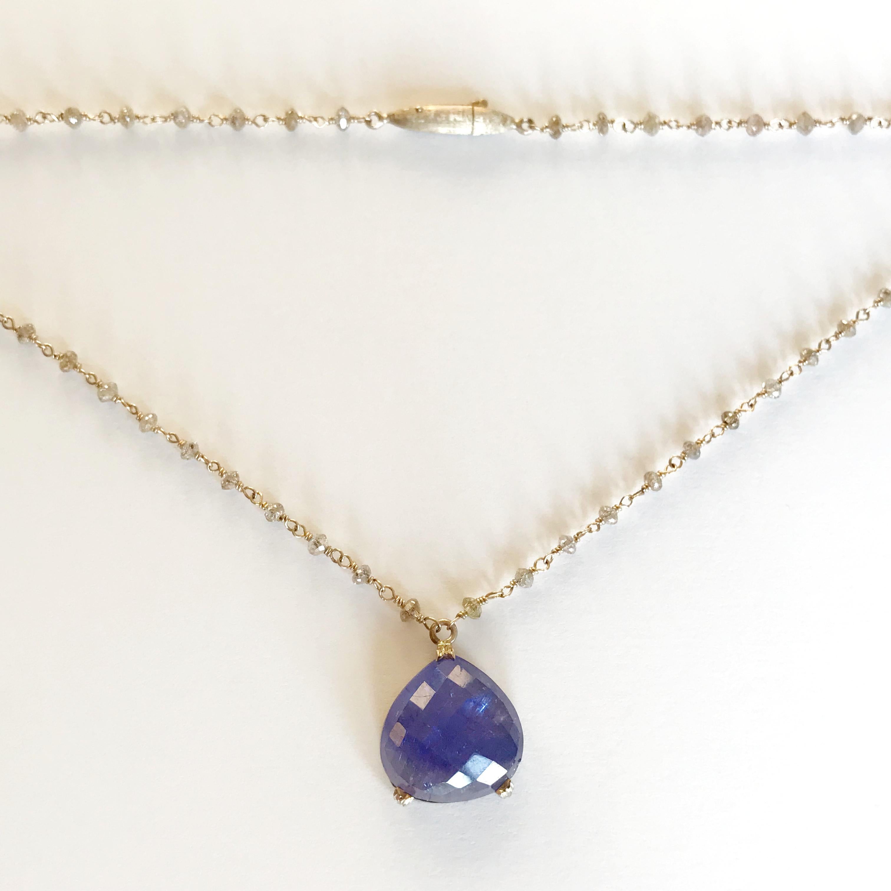Dalben Tanzanite Diamond Gold Rosary Necklace In New Condition In Como, IT