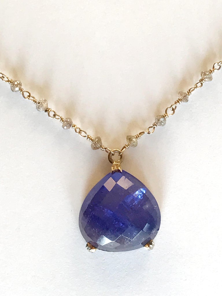 Dalben Tanzanite Diamond Gold Rosary Necklace For Sale at 1stDibs