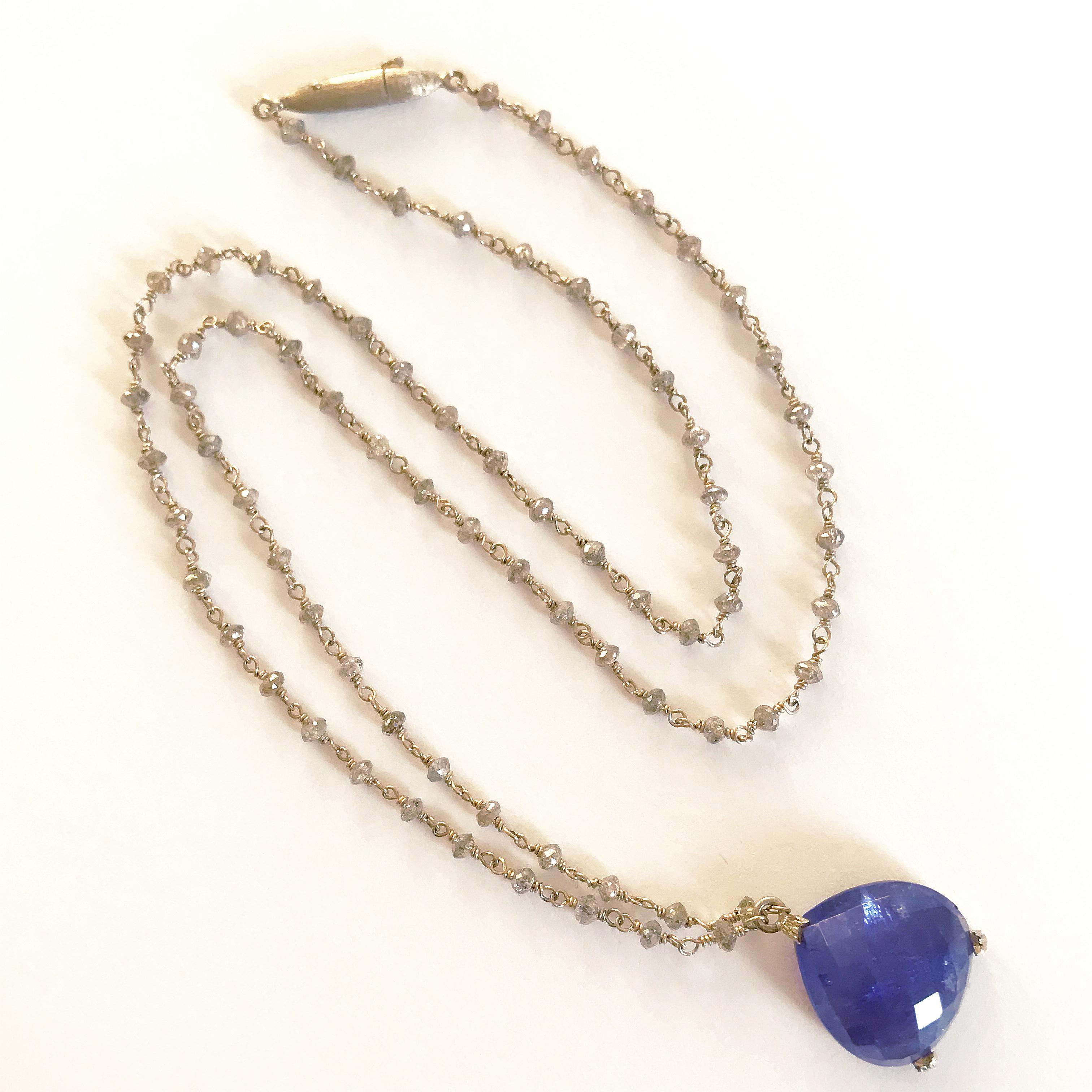 Dalben Tanzanite Diamond Gold Rosary Necklace 1