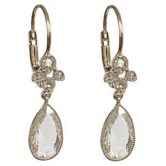 Dalben - Boucles d'oreilles en or blanc avec diamant taille rose en forme de poire