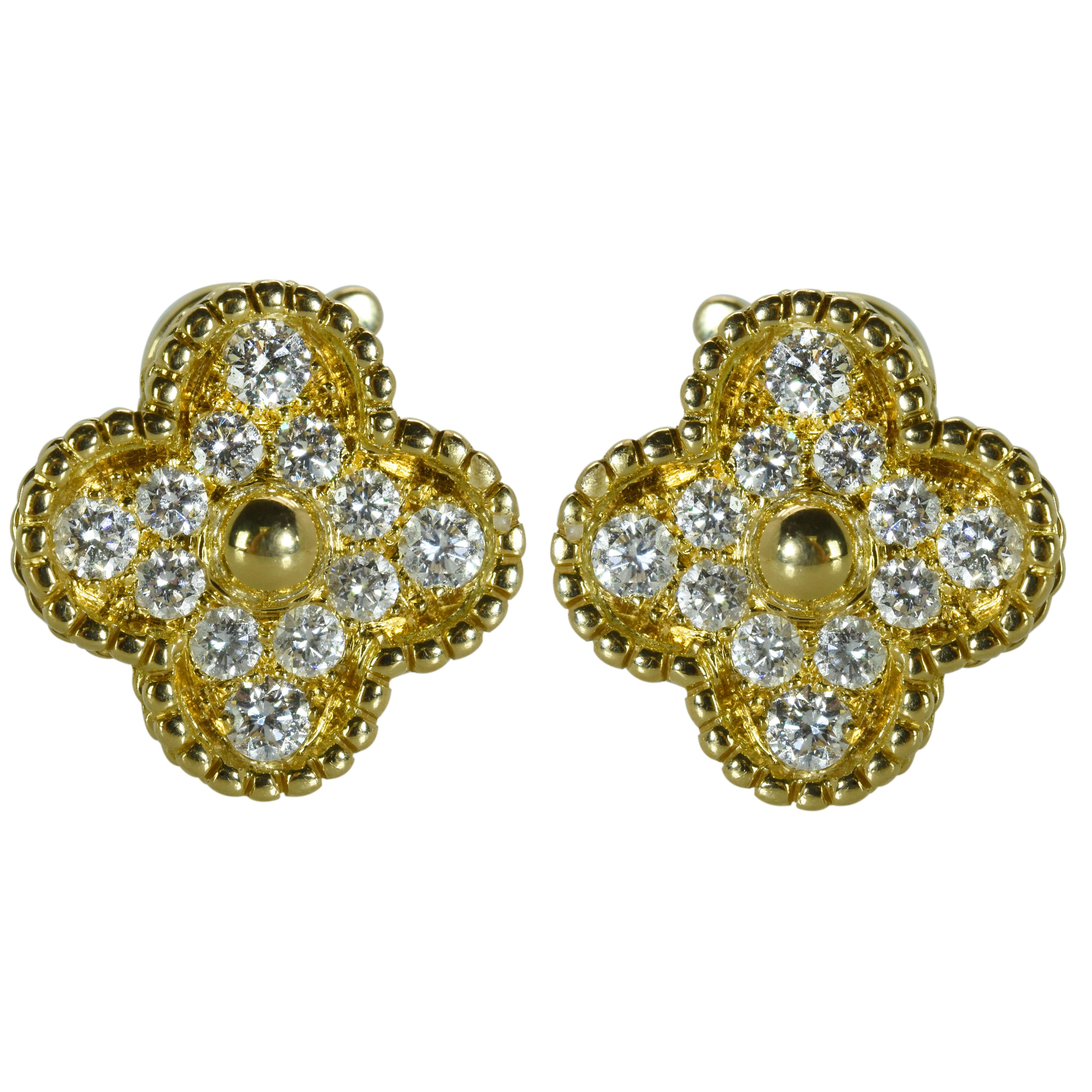 Van Cleef & Arpels Alhambra Diamond Earrings For Sale