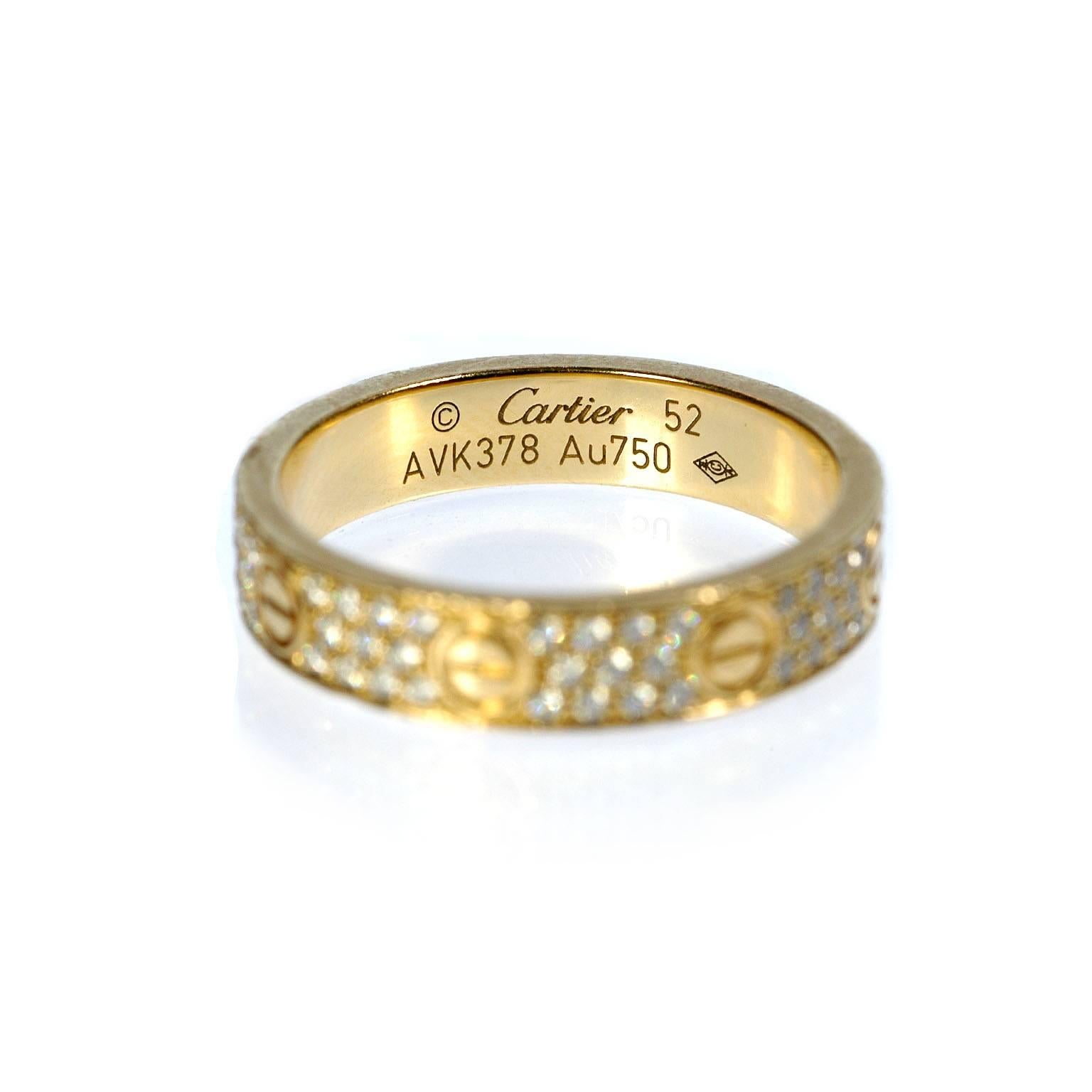 Cartier Diamond Gold Love Wedding Band Ring  In Excellent Condition In New York, NY