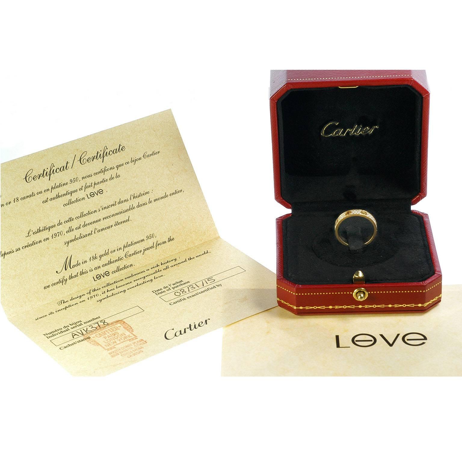 Women's Cartier Diamond Gold Love Wedding Band Ring 