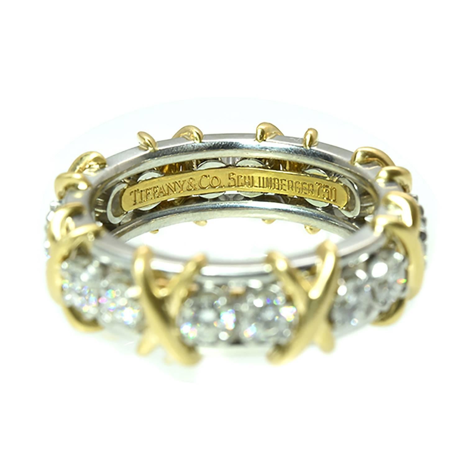 Modern Tiffany & Co. Schlumberger 16 Diamond Gold Ring