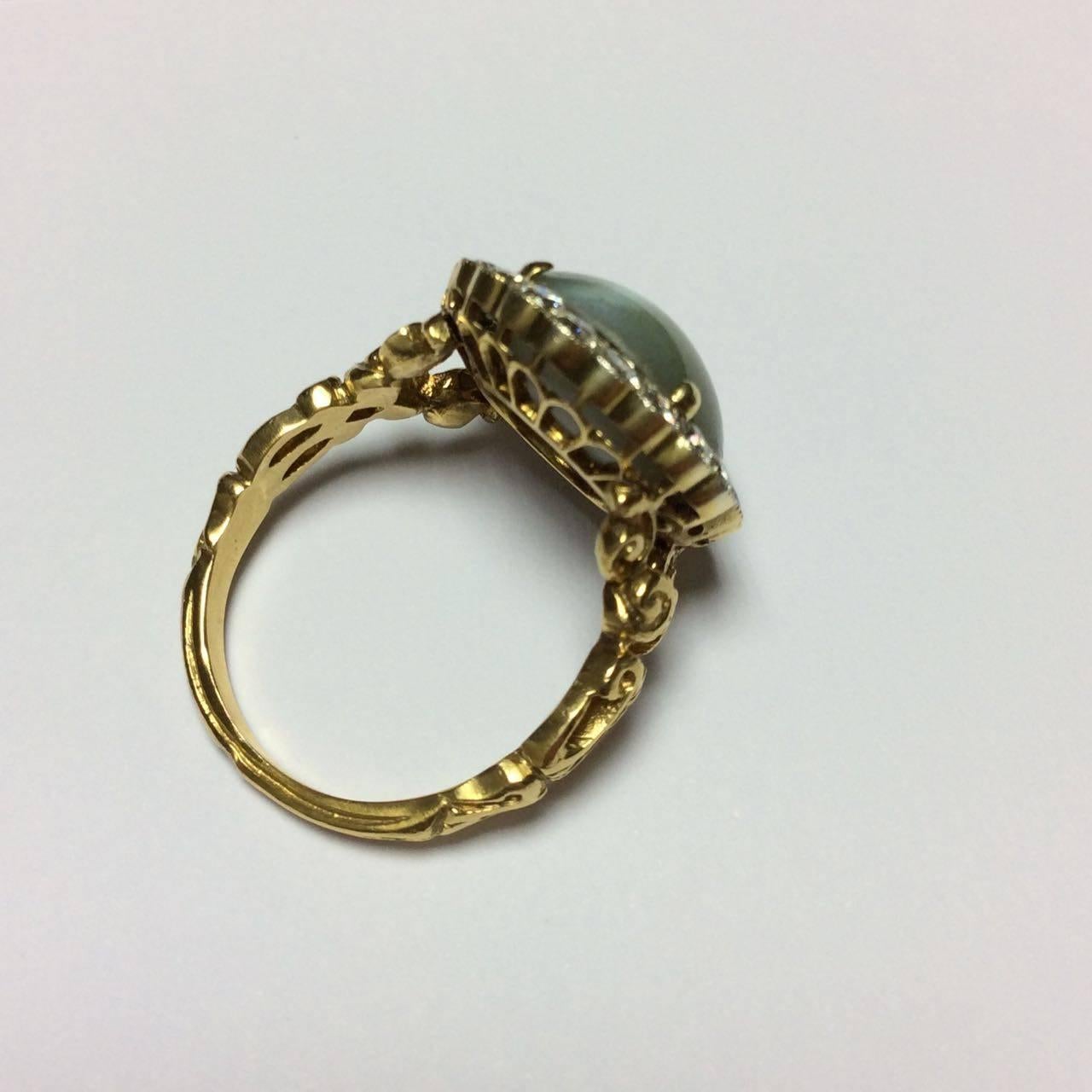 Victorian Chrysoberyl Diamonds Gold Ring For Sale 3