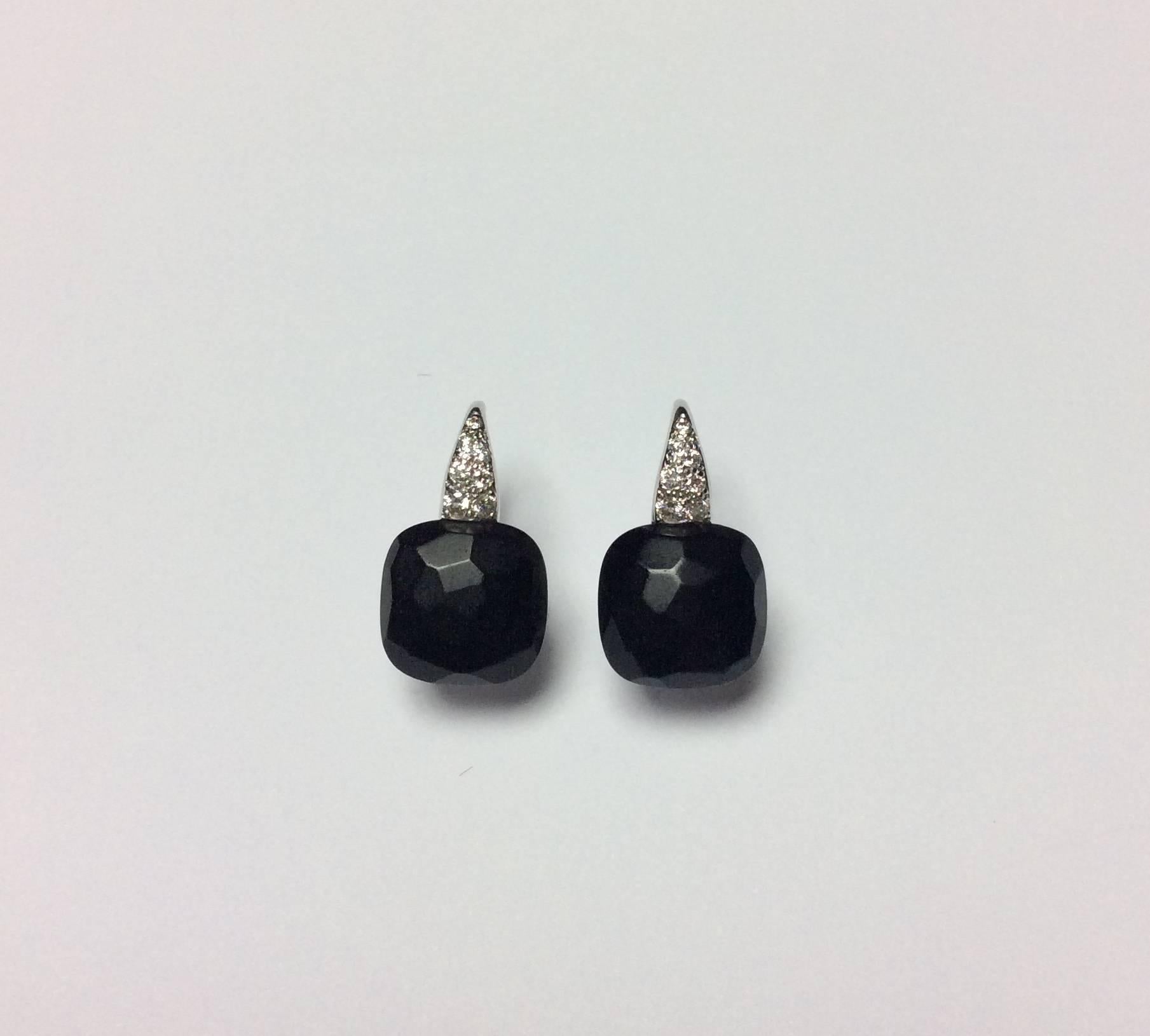 Pair of earrings by Pomellato Capri set with diamonds and Jet, 18K white gold.
