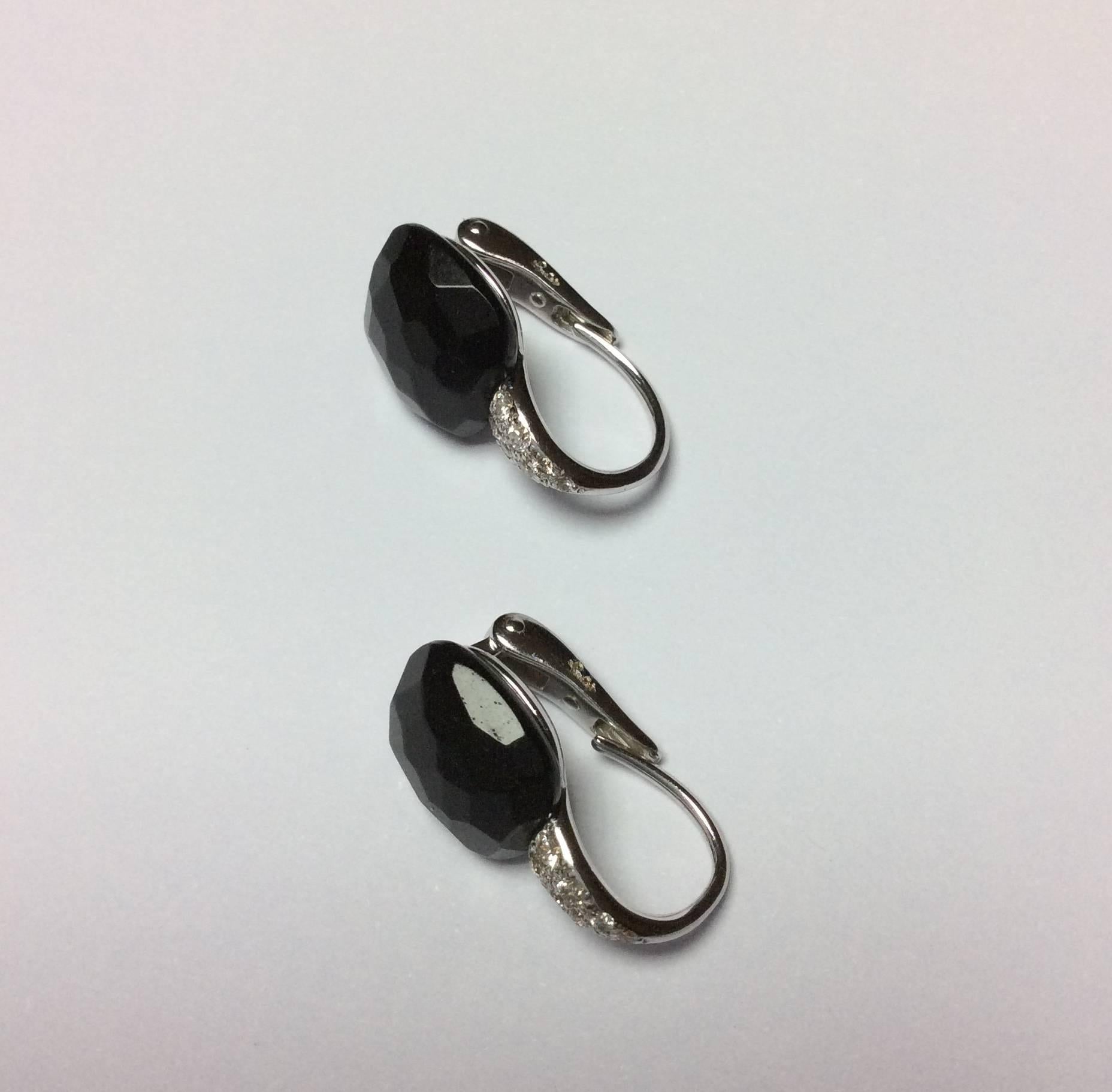 Women's Pomellato Capri Jet Diamond Gold Drop Earrings