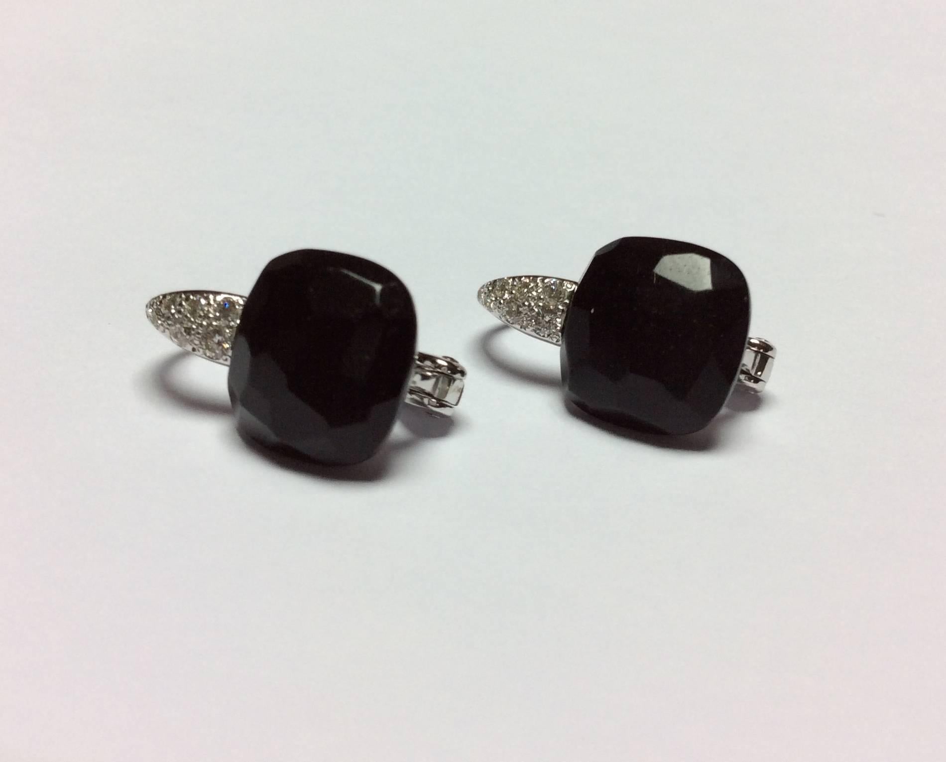 Pomellato Capri Jet Diamond Gold Drop Earrings 1