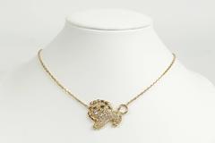 1970s Fred Diamonds Gold Lion Necklace