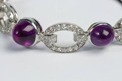 1920s Diamond Amethyst Platinum Gold Bracelet