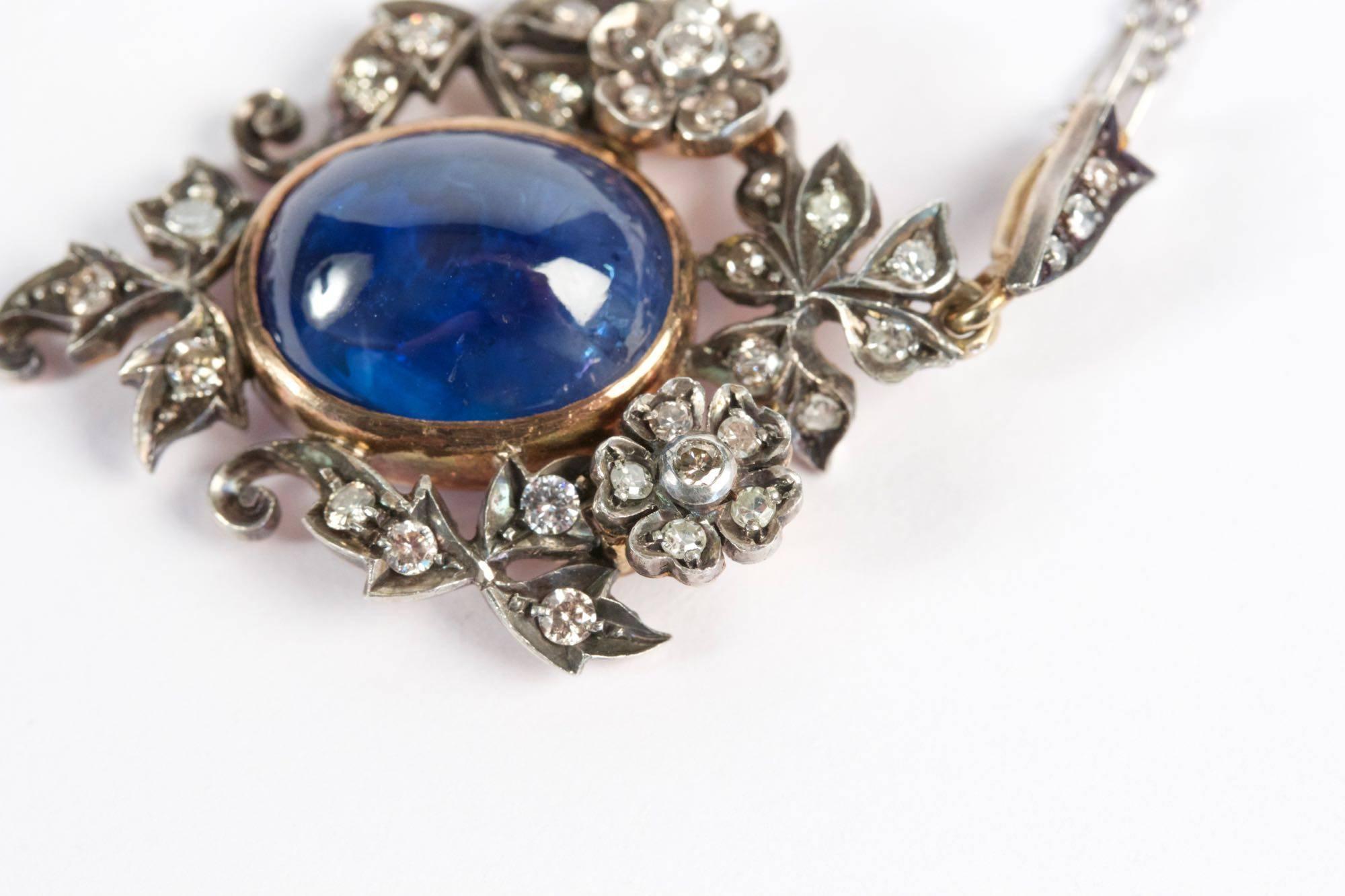 19th Century Sapphire Diamond Gold Pendant 4