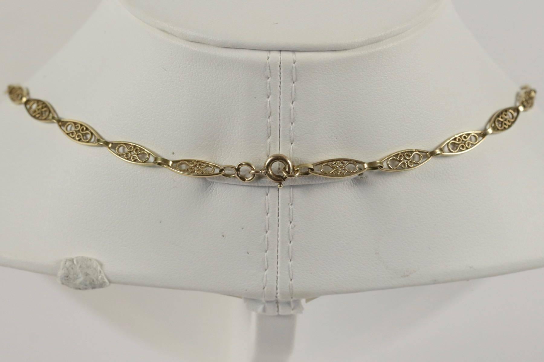 Women's 1900s Pearl Sapphire Diamond Gold Drapery Art Nouveau Necklace