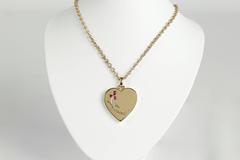 19th Century French Gold Ruby Diamond Heart Locket Pendant