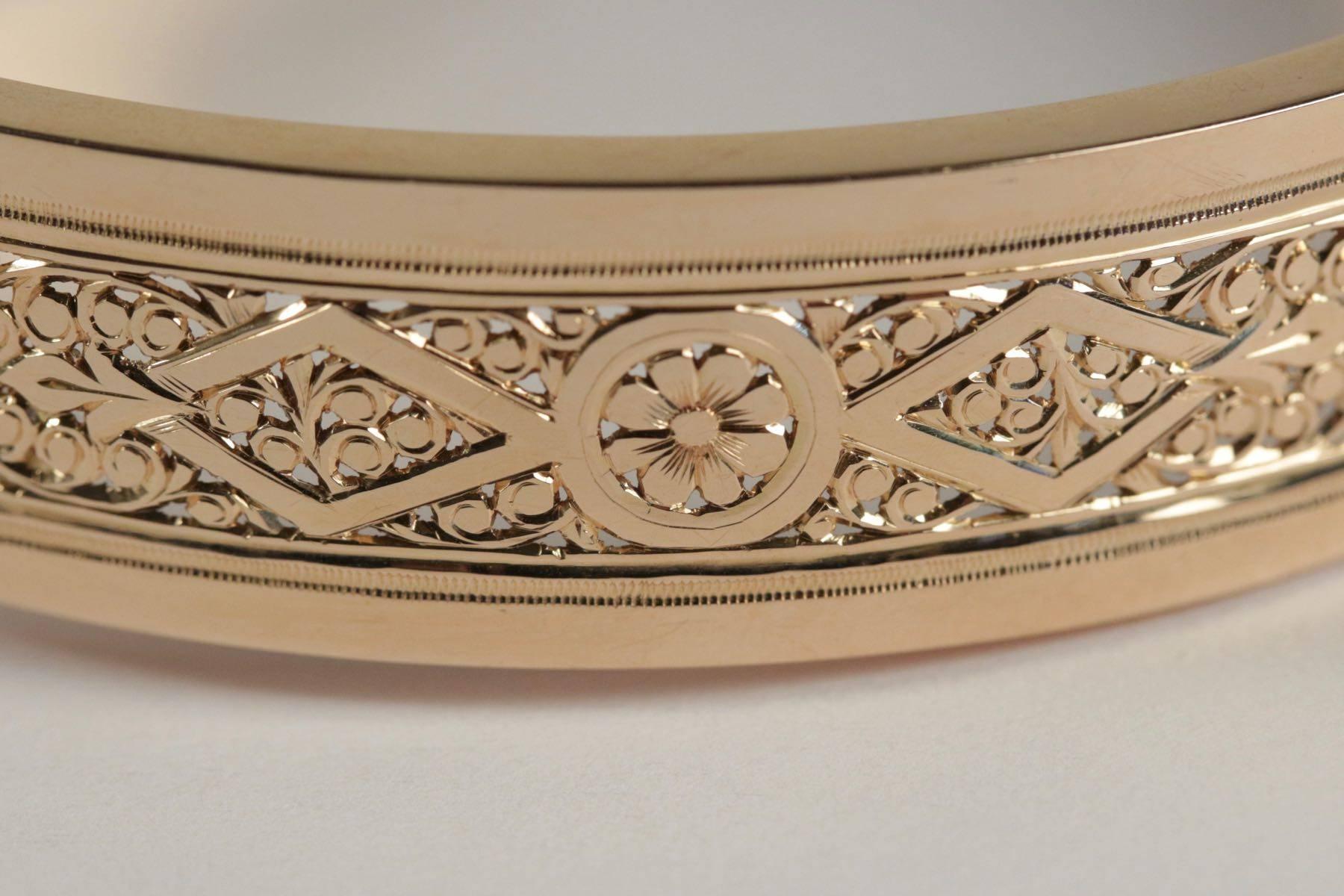 Women's French 19th Century Gold Bangle Bracelet For Sale