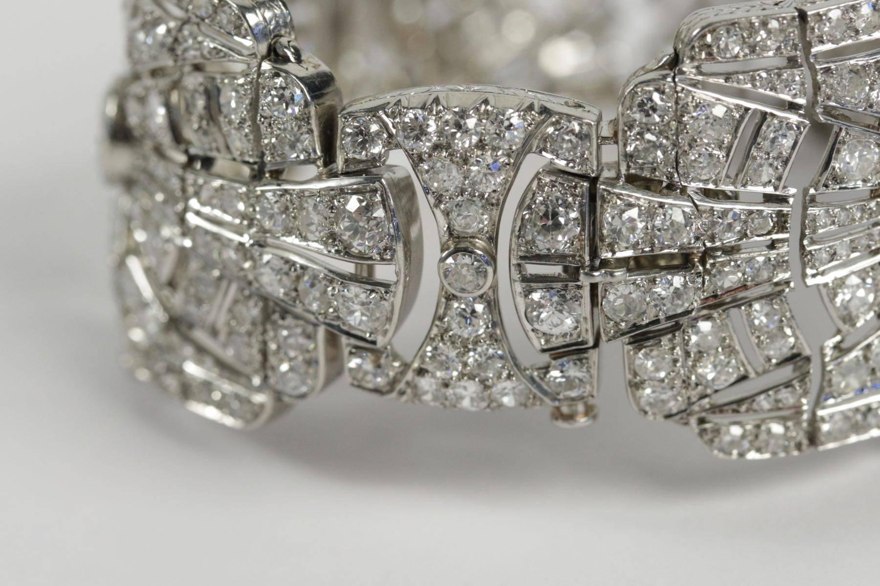 Women's Art Deco Diamond Platinum Bracelet