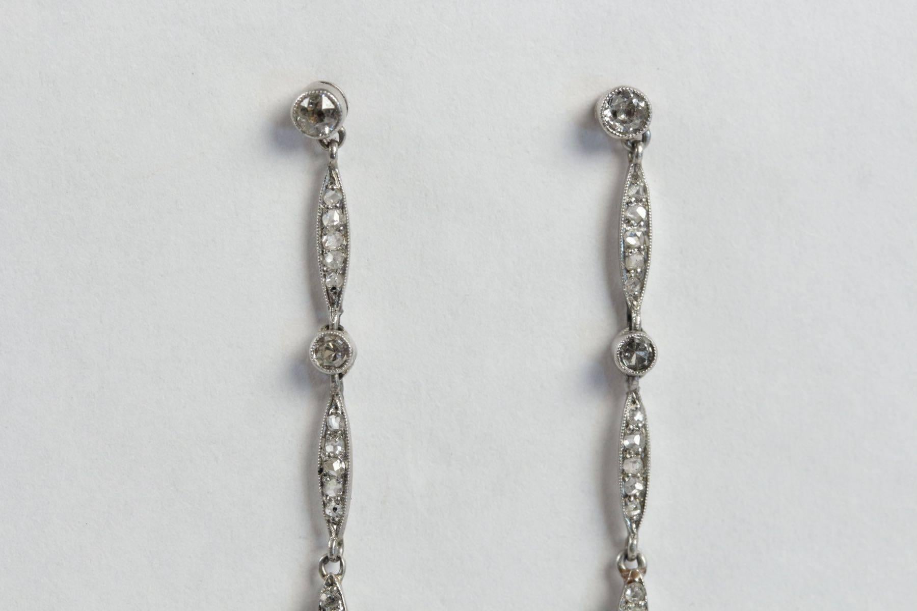 Art Deco Diamond Enamel Earrings For Sale 1