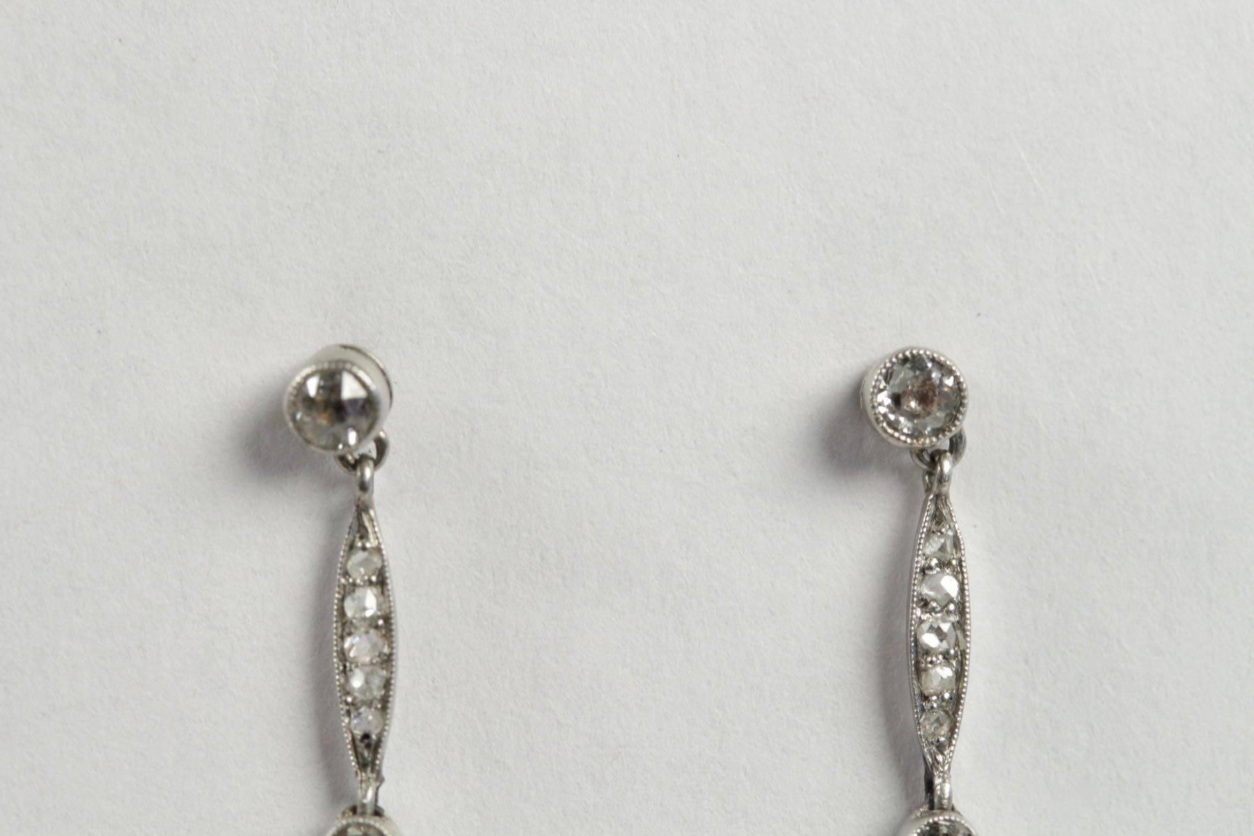Art Deco Diamond Enamel Earrings For Sale 5