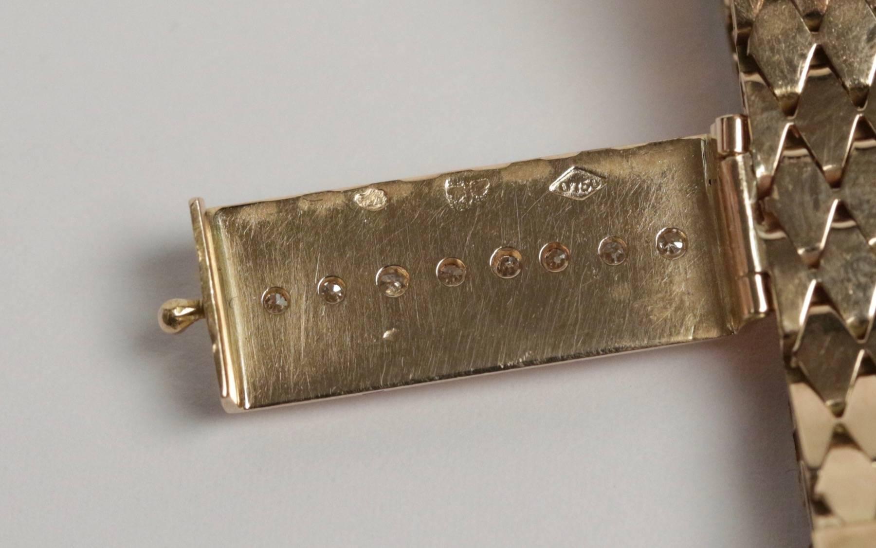 1950s Diamond Gold Buckle Bracelet For Sale 3