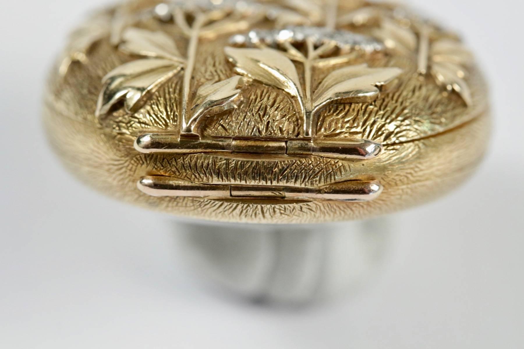 Women's or Men's Art Nouveau French Omega Ladies Gold Diamond Mechanical movement Pocket Watch For Sale