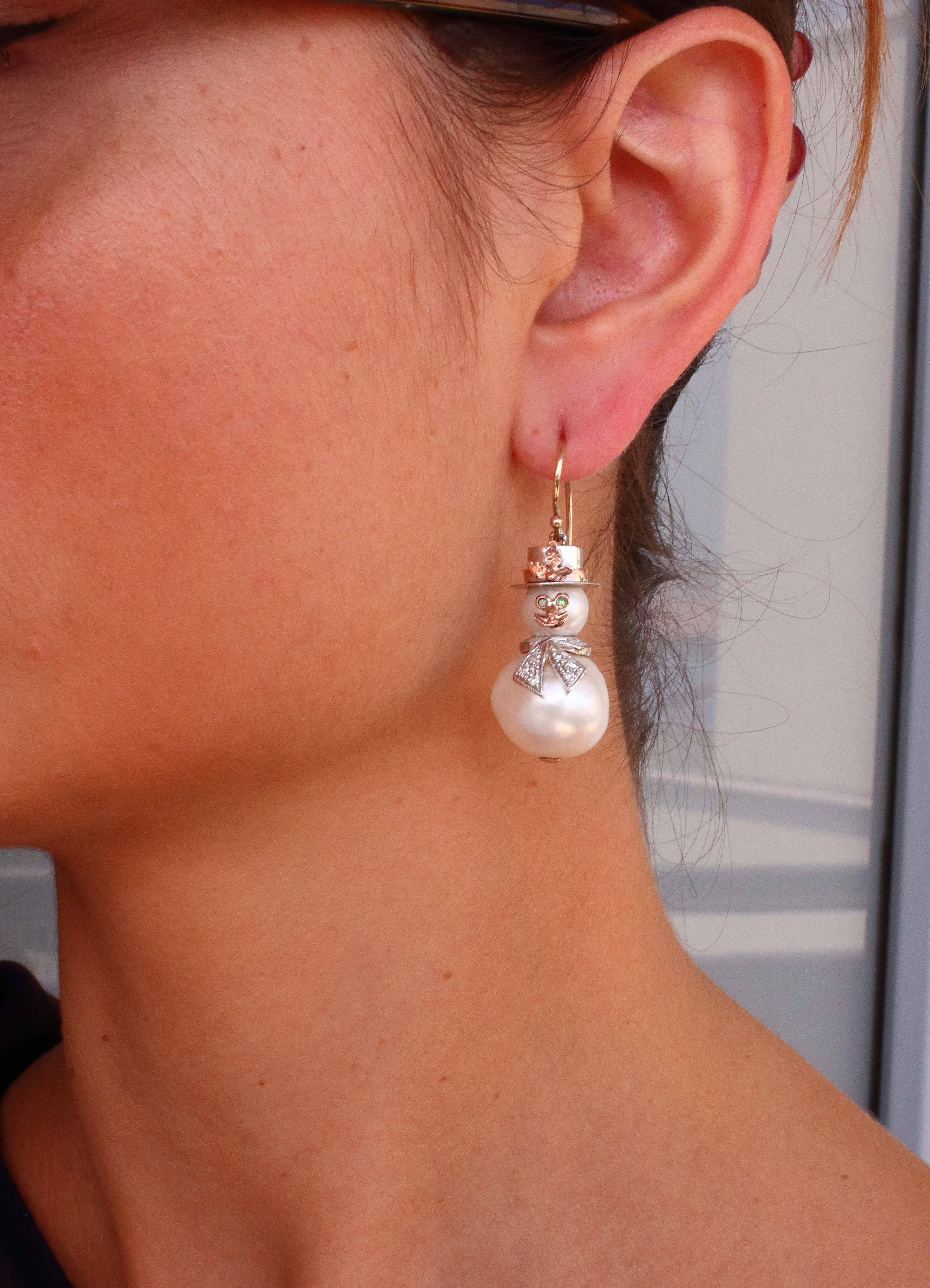 diamond snowman earrings