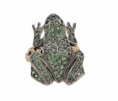 Tsavorite and Garnet Fashion Frog Gold Ring