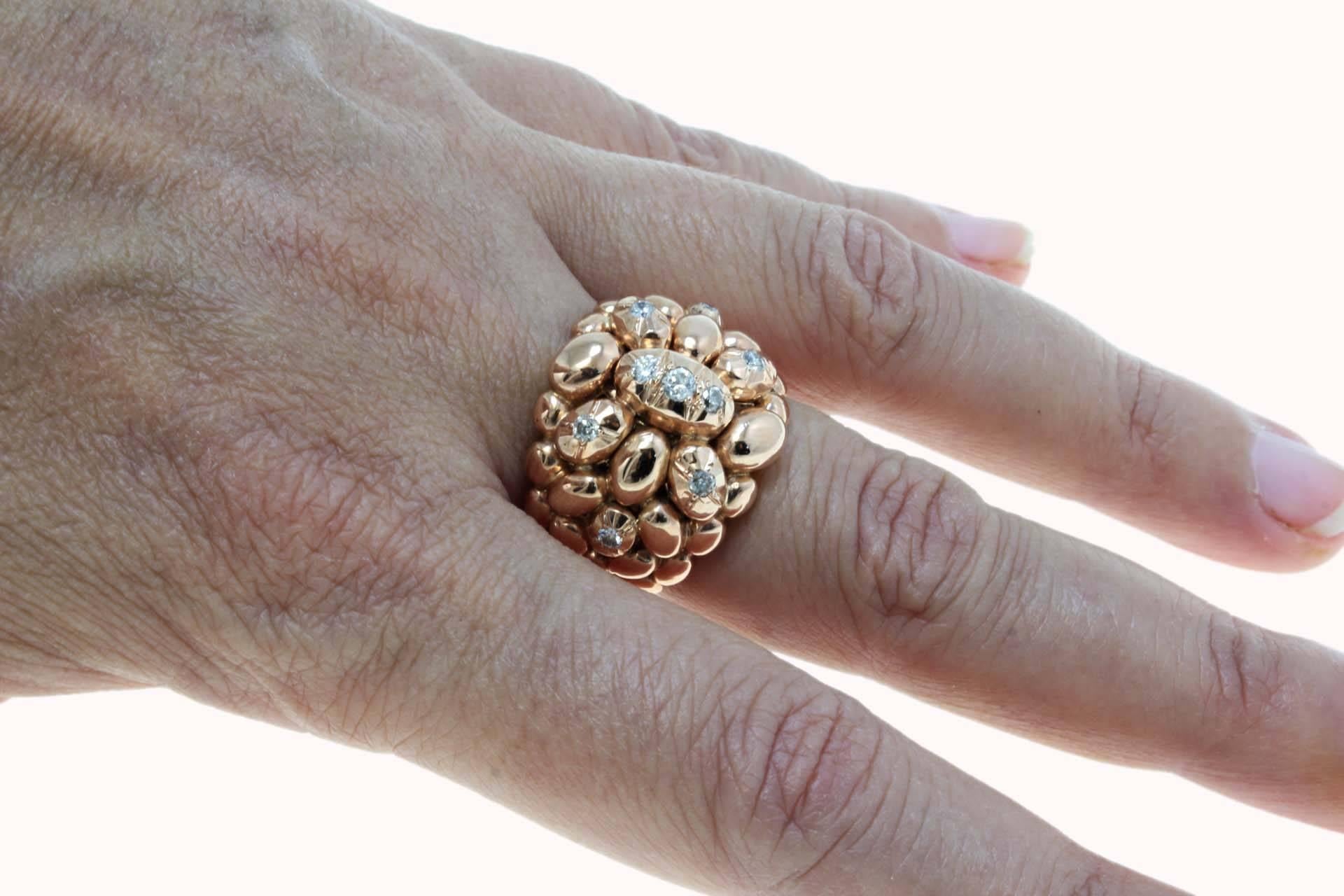 Rose Gold and Diamonds Dome Ring In Good Condition In Marcianise, Marcianise (CE)