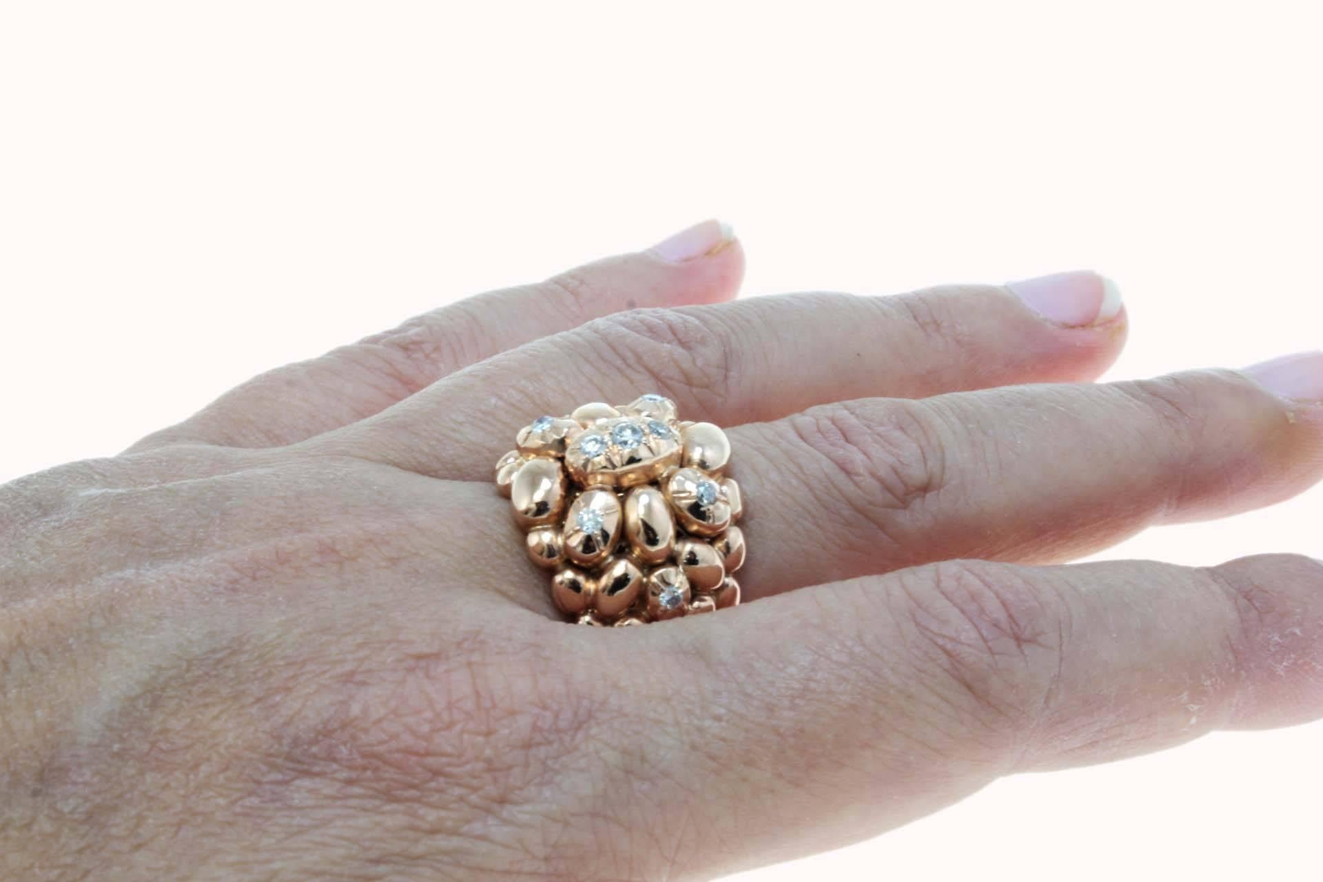 Women's or Men's Rose Gold and Diamonds Dome Ring