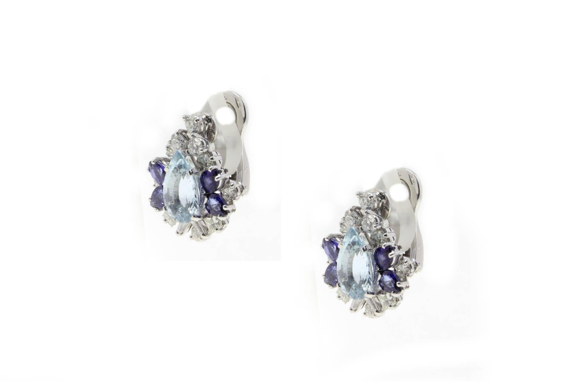 blue sapphire clip on earrings