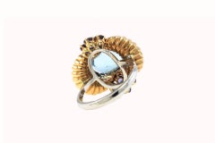 Aquamarine Rose Gold Tanzanite and Diamonds Ring