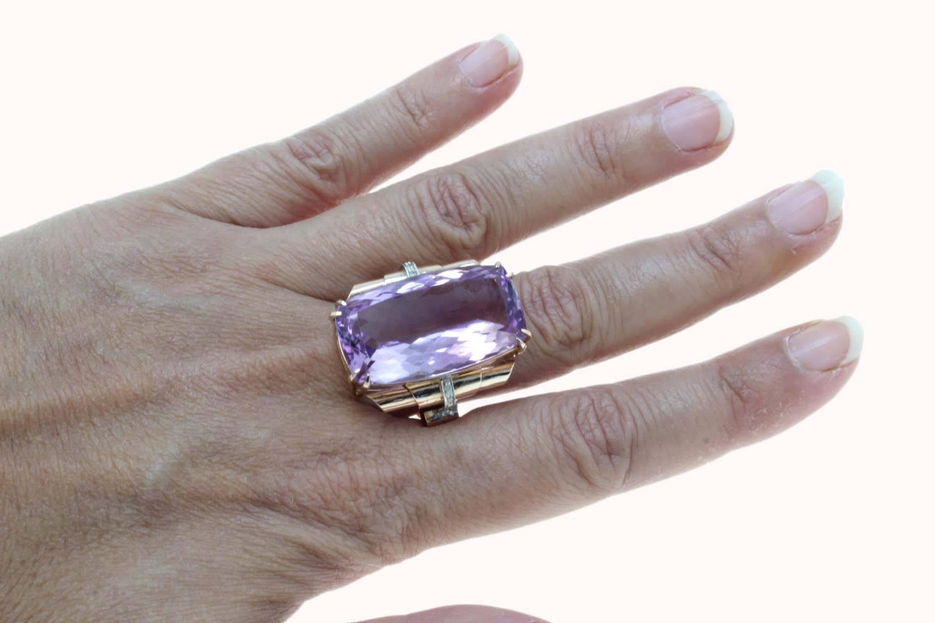 Rose Gold, Diamonds and Amethyst Ring In Good Condition In Marcianise, Marcianise (CE)