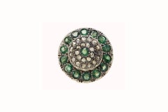 Late Victorian Rose Gold and Silver, Diamonds and Emeralds Stud Earrings