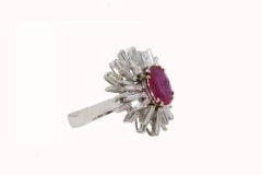 2, 21 carat Diamonds 18 kt White Gold Ruby Fashion Ring
