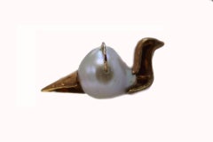 Retro Rose Gold and Baroque Pearl Pendant