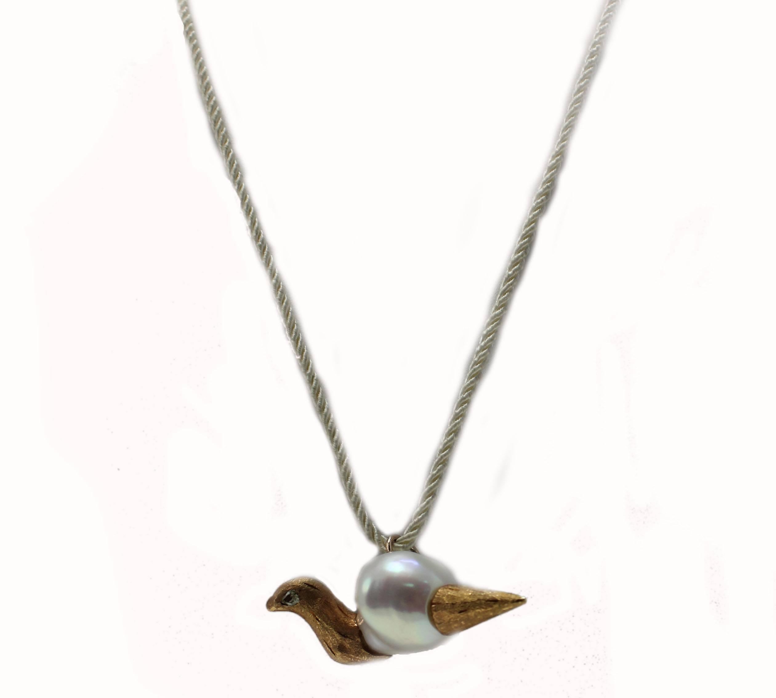 Retro Rose Gold and Baroque Pearl Pendant For Sale 1