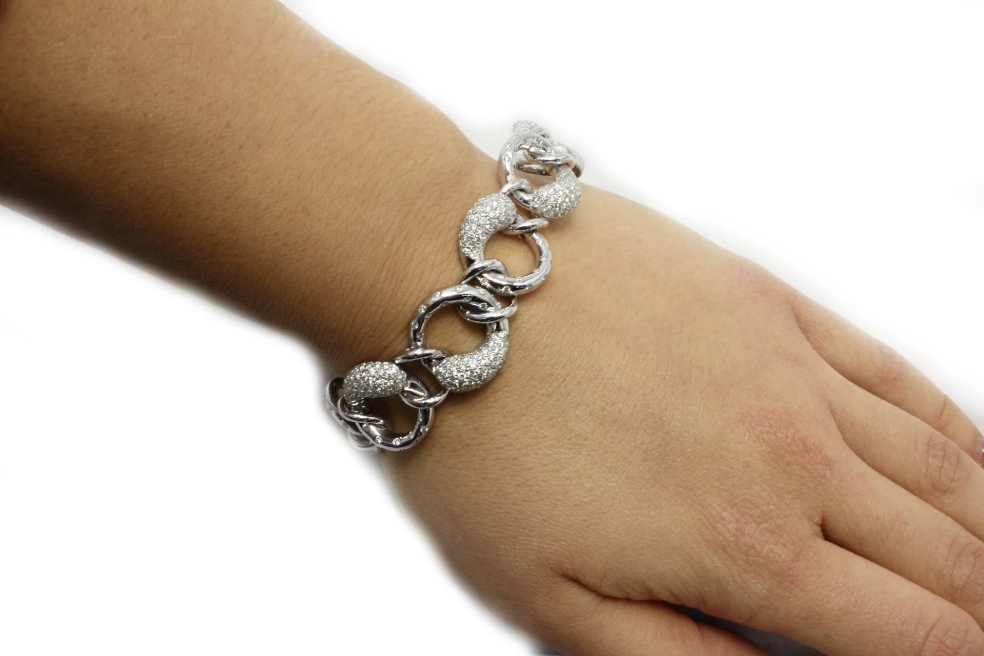 White Gold and Diamonds Link Bracelet In Excellent Condition For Sale In Marcianise, Marcianise (CE)