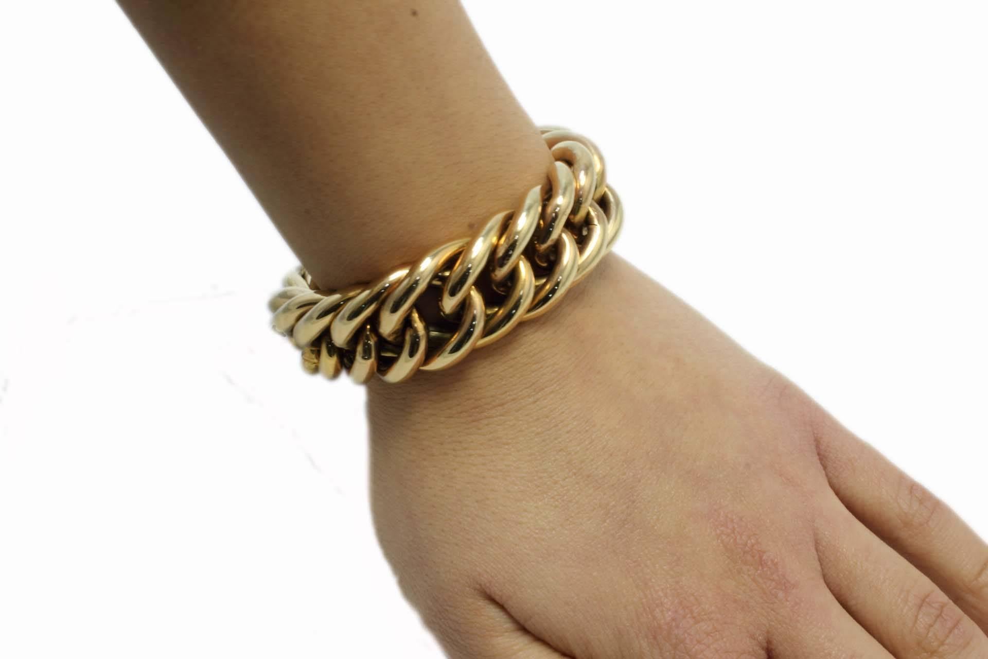 Rose Gold Big Chain Bracelet In Good Condition In Marcianise, Marcianise (CE)