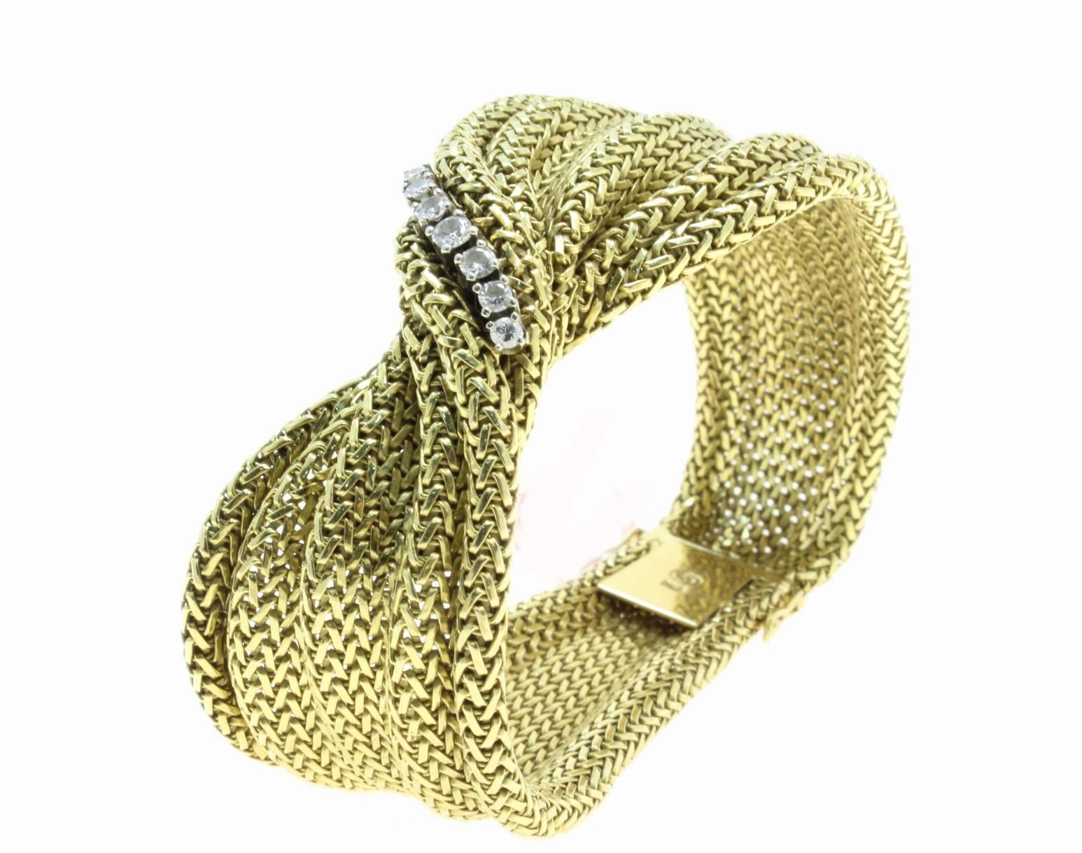 Retro Yellow Gold and Diamonds Bracelet