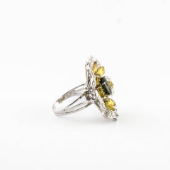 White Gold Diamonds Sapphires Fantastic Flower Ring