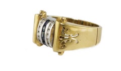 Diamonds Sapphires 18 kt Yellow and White Gold Ring