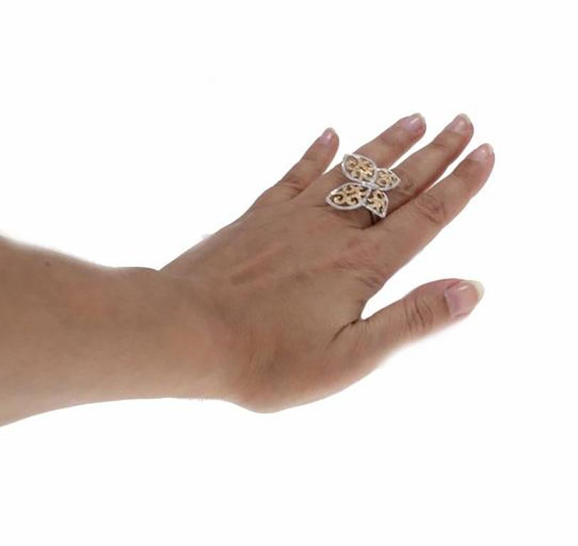Diamond Butterfly 18 Karat Gold Ring In Good Condition For Sale In Marcianise, Marcianise (CE)